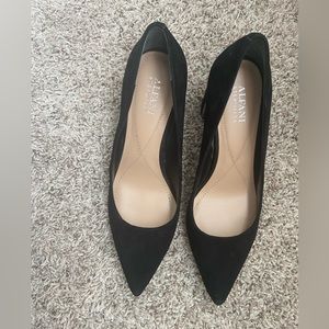 Alfani step flex black suede block heel with silver accent size 8.5